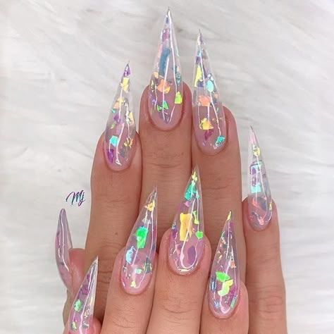 Miranda Richardson, Clear Acrylic Nails, Stiletto Nail Art, Stiletto Nails Designs, Clear Nails, Crystal Nails, Dream Nails, Coffin Nails Designs, Fire Nails