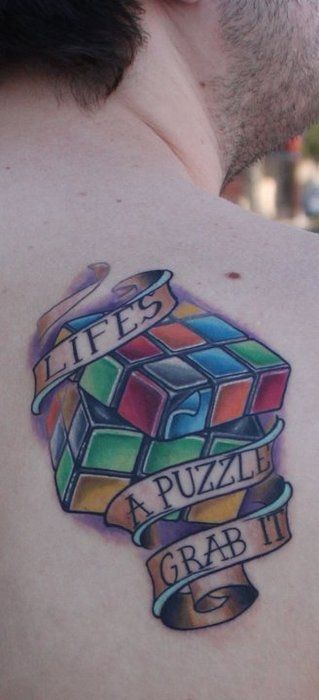 ckb Rubix Cube Tattoo, Cube Tattoo, Rubix Cube, Love Tattoos, Color Tattoo, Ink Tattoo, I Tattoo, Geometric Tattoo, Cool Tattoos