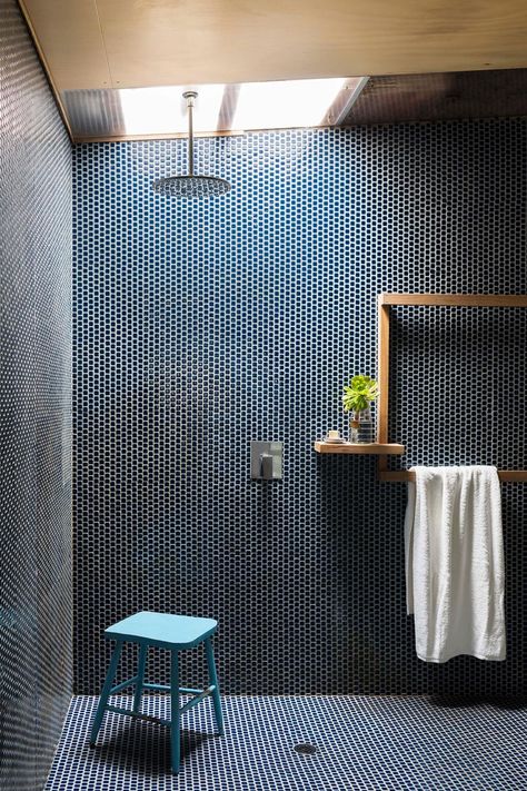 Poolhouse Bathroom, Home Improvement Show, Pool Bathroom, Pool Bath, Pebble Tile, Interior Design Awards, Melbourne House, Art Deco Home, Pool Tile