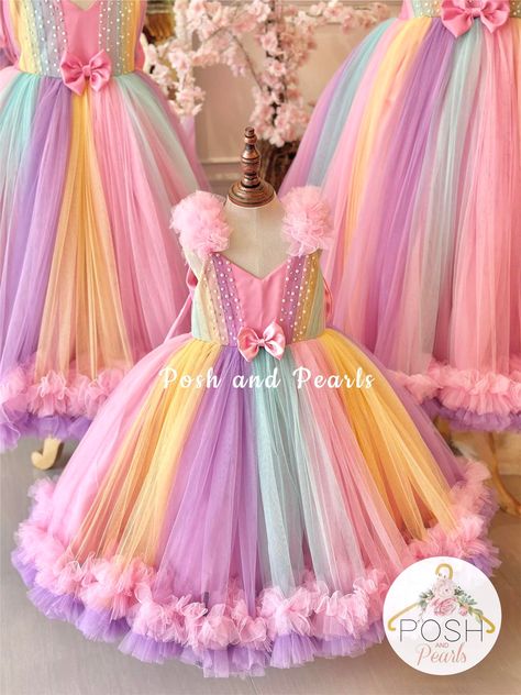 Unicorn Frocks For Kids, Birthday Frocks For Baby Girl, Party Wear Kids Frock, Rainbow Gown, Fairytale Land, Birthday Frocks, Kids Frock, Frocks For Babies, Frocks For Kids