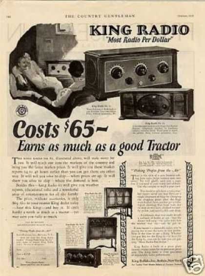 Source:Advertisement Date:1926 This is an advertisement for a radio. A good radio cost as much as a car at the 1920s. The radio made the world seem smaller because people could easily know the news all around the world. Also it made family members closer when they listened to the radio together everyday. By the end of 1922, radio stations had been established in Vancouver/Edmonton/Winnipeg. By 1929, there was 60 radio stations in Canada. Radio was an improvement to communication in Canada. 1920 Radio, 1920s Radio, 1950s Radio, Radio Broadcasting, Golden Age Of Radio, Roaring 1920s, Music Making, Radio Vintage, Old Time Radio