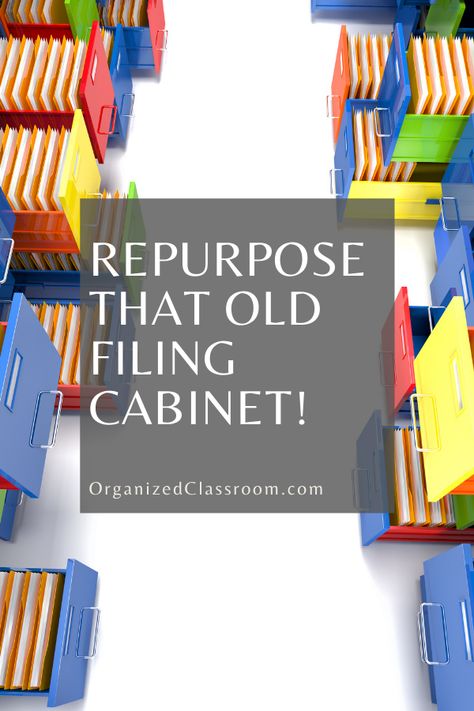 Have you digitized your paper files? What will you do with your now empty filing cabinet? I actually store construction paper and cardstock in mine! Classroom Filing Cabinet, Filing Cabinet Repurpose, Old Filing Cabinet, Filing Cabinet Makeover, Filing Cabinet Organization, File Cabinet Makeover, Organized Classroom, Spring Classroom, Metal Storage Cabinets