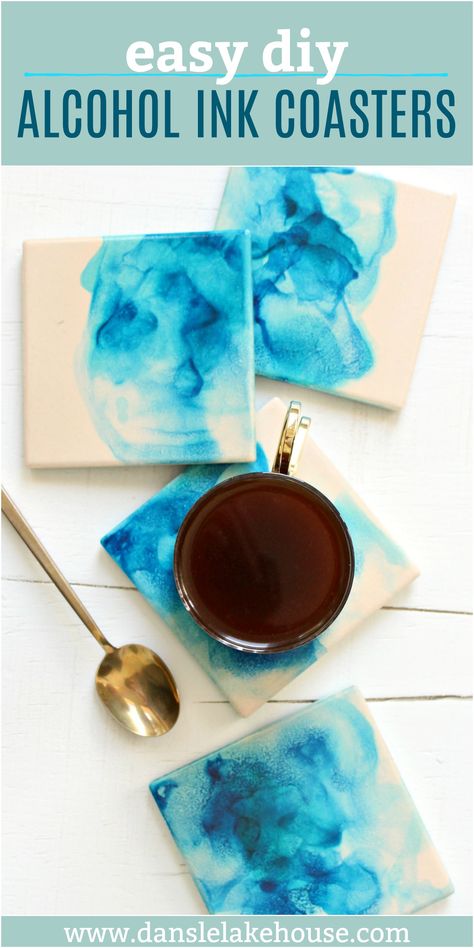 Looking for alcohol ink crafts? Check out these beautiful marbled DIY alcohol ink coasters. You'll love these DIY tile coasters because these are EASY DIL coasters anyone can make. These alcohol ink tiles are easy to make, with a couple of tips and tricks. I have other alcohol ink projects too, so click through for an alcohol ink art tutorial, alcohol ink crafts, and alcohol ink DIY ideas. #alcoholink #diycoasters #marbled Diy Alcohol Ink, Alcohol Ink Coasters, Diy Alcohol, Diy Coasters Tile, Alcohol Ink Tiles, Bisque Pottery, Alcohol Ink Crafts, Ink Crafts, Diy Tile