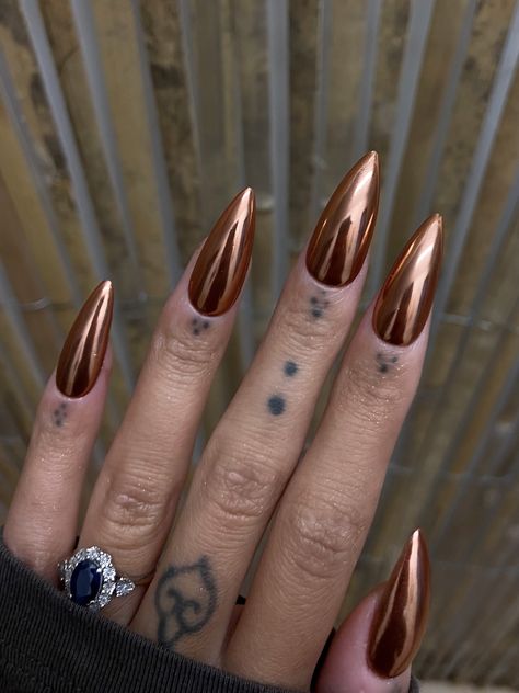 Autumn Chrome Nails, Nails Copper, Nail Party, Medium Stiletto, Copper Nails, Nails Autumn, Cute Nails For Fall, Seasonal Nails, Nail Sets