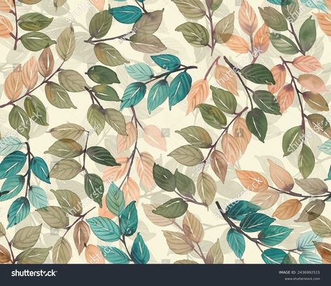 Water Color Leaves Seamless Pattern Solid Stock Illustration 2436992515 | Shutterstock Leaves Seamless Pattern, Flower Print Pattern, Color Leaves, Shutter Stock, Printing Fabric, Colour Matching, Best Background Images, Flower Art Images, Flower Prints Art