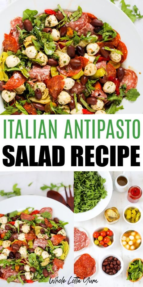 Antipasto Chopped Salad, Antipasto Lunch Ideas, Vegetable Italian Recipes, Greek Antipasto Salad, Anti Pasto Pasta Salad, Good Salad For A Crowd, Cold Antipasto Salad, Antipasto Platter Salad, Antipasto Pasta Salad Italian