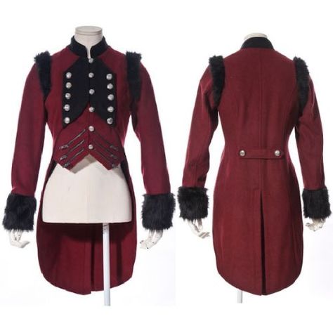 Duke of Weselton Bodyguard outfits Gothic Fashion Men, Kodona Fashion, Coat Tails, Tail Coat, Red Tuxedo, Ring Master, Character Outfit Ideas, Military Dresses, Tail Dress