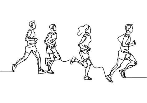 Running Drawing, Running Illustration, Minimalism Design, Student Drawing, Drawing Vector, One Line Drawing, People Running, Drawing Quotes, Fun Run