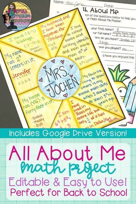 All About Me Maths, About Me Project, All About Me Project, Math Knowledge, School Open House, Upper Elementary Math, Math Interactive Notebook, Arts Integration, Secondary Math