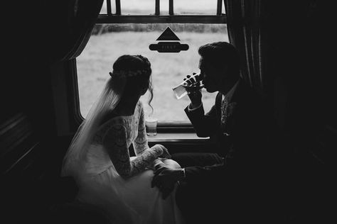 Bride & Groom | Train wedding | Buckinghamshire Railway Centre wedding | Maggie Sottero Deirdre dress | Henry Lowther Photographer | www.henrylowtherphotographer.co.uk Vintage Train Wedding Theme, Steam Train Wedding, Train Engagement Pictures, Train Wedding Photos, Train Station Engagement Photos, Train Station Wedding, Future Partner, Wedding Foto, Bond Style