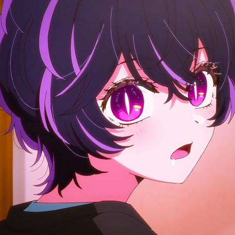 Abiko Samejima Icon, Oshi No Ko Eyes, Purple Hair Character, Abiko Samejima, Oshi No Ko Icon, Purple Pfp, Anime Purple Hair, Colored Characters, Chibi Body