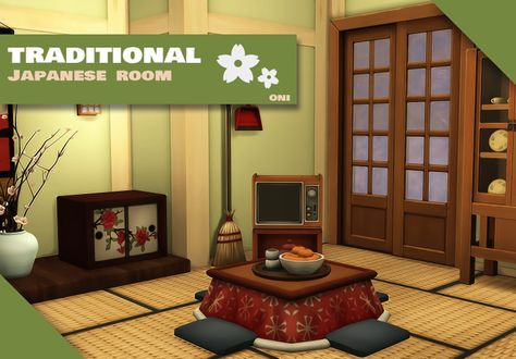 Traditional Japanese Room | ONI on Patreon Sims 4 Japanese House, Japanese Bed, Asian House, Japanese Bedroom, Traditional Japanese House, Asian Furniture, Japanese Room, Japanese Furniture, Sims 4 House Design