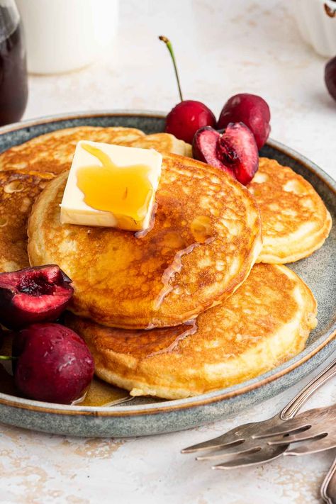 Homemade Pancakes Recipe - Dessert for Two Pancake Recipe For Two, Small Batch Pancake Recipe, Small Batch Pancakes, Homemade Pancakes Recipe, Best Fluffy Pancakes, Pancakes For Two, Pancakes For One, Homemade Pancake Recipe, Pancakes From Scratch