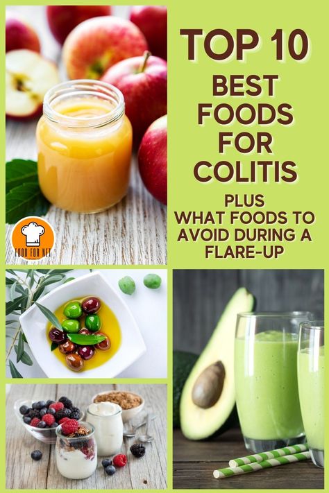 To best manage your colitis, you have to be aware of the food you are eating. Here's a list of 10 best foods for this condition as well as foods that you should avoid during a flare-up. #colitis #diet #food #bestfoods Foods For Ulcers Diet, Foods For Ulcers, Ibd Diet, Ulcer Diet, Crohns Diet, Bland Diet Recipes, Stomach Fat Burning Foods, Bland Diet, Baking Soda Beauty Uses