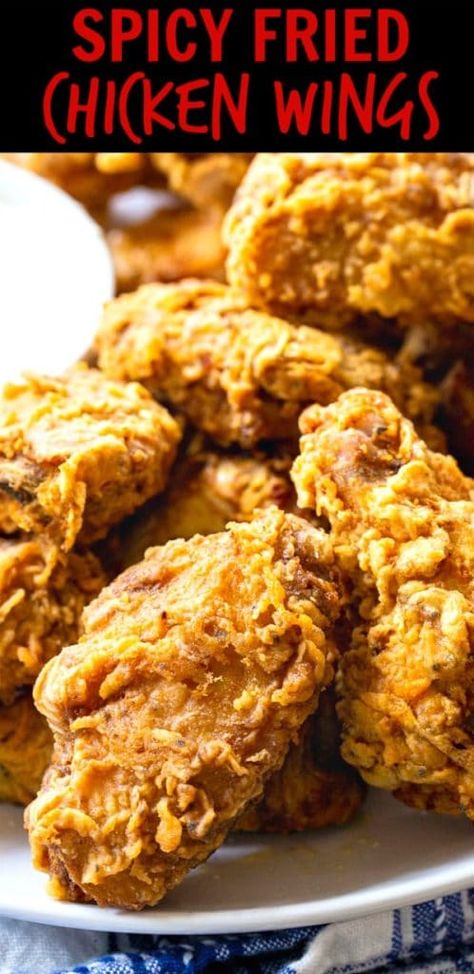 Recipe For Kentucky Fried Chicken, Breaded Chicken Wings, Spicy Chicken Wings Recipe, Crispy Fried Chicken Wings, Deep Fried Chicken Wings, Chicken Wing Recipes Fried, Hot Wing Recipe, Crispy Baked Chicken Wings, Spicy Fried Chicken