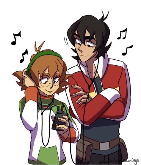 Keith smiles at Pidge as they listened to music Pidge And Keith, Keith And Pidge, Voltron Kidge, Cat Listening To Music, Voltron Funny, Voltron Comics, Form Voltron, Voltron Ships, Voltron Fanart