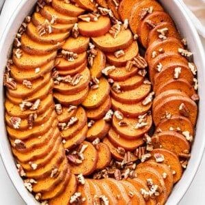 Bourbon Sweet Potatoes - Recipe Runner Recipes With Bourbon, Maple Pecan Sweet Potatoes, Sweet Potato Rounds, Bourbon Sweet Potatoes, Potato Rounds, Bourbon Recipes, Sweet Potato Cinnamon, Candied Sweet Potatoes, Maple Pecan