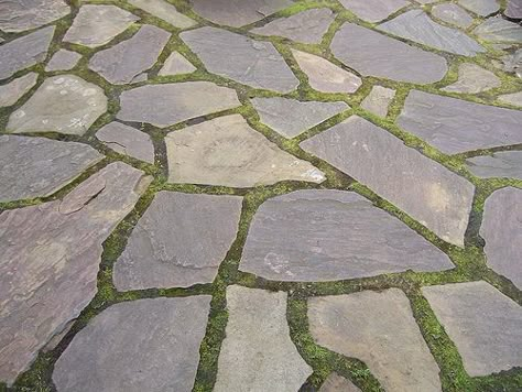 Slate Pavers, Bed Corner, Flagstone Walkway, Flagstone Path, Building A Patio, Concrete Patios, Flagstone Patio, Stone Walkway, Patio Flooring