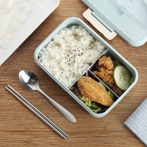 Lunch Box With Compartments, Japanese Bento, Wheat Straw, Bento Box Lunch, Food Container, Bento Lunch, Bento Box, Chopsticks, Easy Cooking