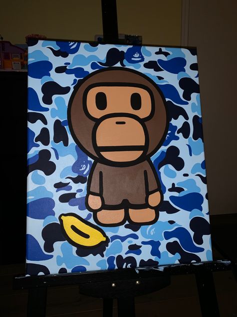 Yk2 Painting, Drake Painting Canvases Easy, Bape Paintings Canvas Easy, Kaws Acrylic Painting, Hype Beast Painting Ideas, Easy Hypebeast Painting, Nike Painting Canvas, Canvas Painting Ideas Hypebeast, Painting Ideas Sketchbook