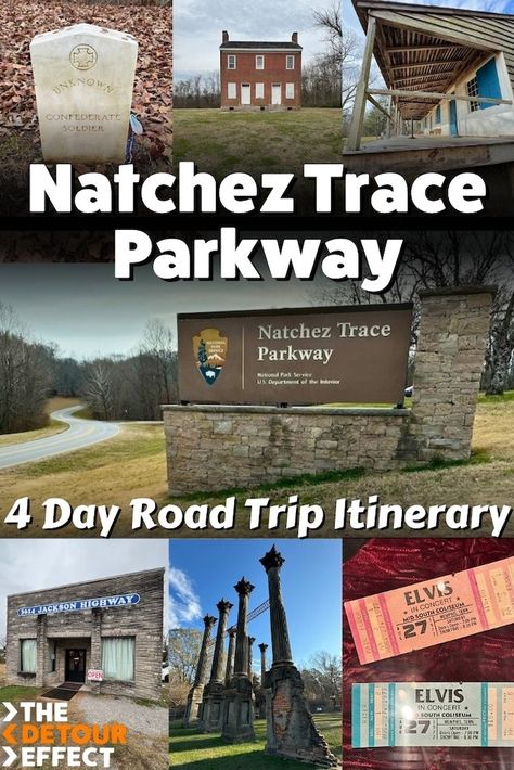 Natchez Trace Parkway Highlights: 4-Day Road Trip Itinerary | The Detour Effect Natchez Trace Parkway, Mississippi Travel, Natchez Trace, Scenic Byway, Road Trip Hacks, National Parks Trip, Trip Itinerary, Fall Travel, Road Trip Fun