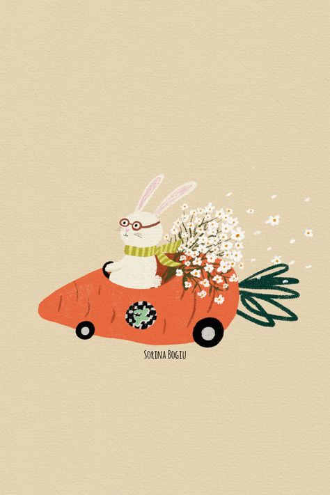 Cool Rabbit Illustration, Rabbit Illustration Cute, Easter Illustration Design, Rabbit Illustration Design, Rabbits Illustration, Cute Rabbit Illustration, Bunnies Illustration, Carrot Illustration, Carrot Art