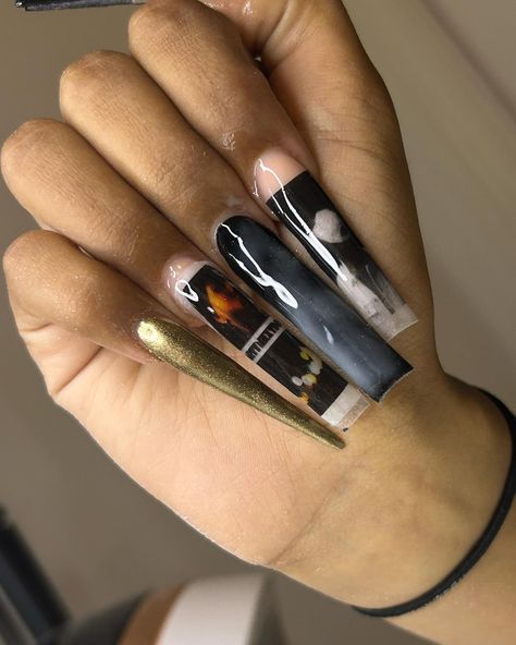 #partynextdoor concert nails🎶 . Book under, “Complex feature nail” Price: £50 Length: 10magnets Shape: Square + Stilletto . . . . . #nails #nailsofinstagram #nailsnailsnails #nailsart #nailstagram #nailsdesign #nailart #naildesign #nailporn #nailaddict #nailinspo #acrylics #acrylicnails #acrylicsnails #Luton #lutonnails #Lutonnailtech Partynextdoor Concert, Feature Nail, Concert Nails, Nail Prices, Nail Tech, Nail Inspo, Acrylic Nails, Nail Designs, Nail Art