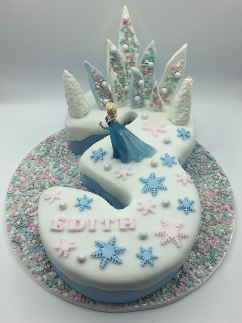 Frozen 3rd Birthday Cake, Elsa Castle Cake, Let It Go Frozen, Frozen 3rd Birthday, 3rd Birthday Cake, Cake Frozen, Number Birthday Cakes, 25 Birthday, 25th Birthday Cakes