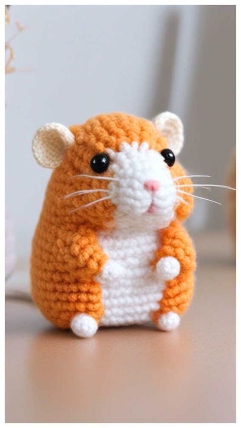 Crochet Hamster Amigurumi Free Pattern Knitted Hamster Pattern Free, Crochet Hamster Pattern, Animal Free Crochet Pattern, Hamster Amigurumi Free Pattern, Free Small Amigurumi Patterns, Crochet Hamster Pattern Free, Hamster Crochet Pattern Free, Crochet Small Gifts, Mouse Crochet Pattern Free