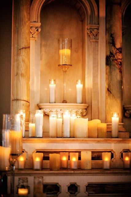 Altar ambience with candles Wedding ceremony altar Church Candles, California Modern, Altar Table, Candle Glow, Prayer Candles, Candle Table, Wedding Los Angeles, Wedding Candles, Flameless Candle