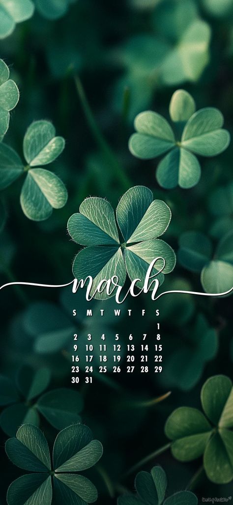 Celebrate March with this charming calendar wallpaper featuring a lush green clover design. Perfect for St. Patrick's season or anyone looking for a touch of luck on their screen. Download this nature-inspired March 2025 wallpaper! March Background Aesthetic, March Ipad Wallpaper, 2025 Iphone Wallpaper, March 2025 Calendar, March Screensavers, March Background Wallpapers, Aesthetic Wallpaper Iphone Green, March Lockscreen, March Wallpaper Iphone