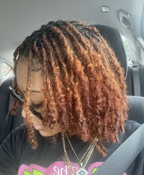 Micro Locs Color Ideas, Brown Dreads Black Women, Copper Locs Black Women, Locs Color Ideas, Locs Color Ideas Black Women, Locs Colors, Instant Locs, Dyed Dreads, Loc Colors