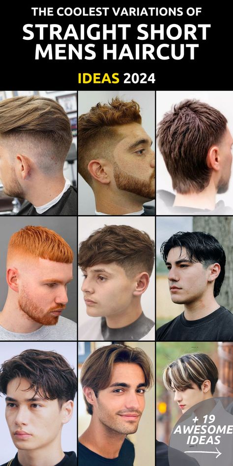 Step into the realm of hairstyling excellence with our carefully curated Ideas for Straight Short Men's Haircuts for 2024. These hairstyles for men are designed to elevate your look with simplicity and elegance. Explore the beauty of straight hair, whether you favor a classic or a more contemporary style. Get ready to make a statement with these sleek and timeless haircuts. Men's Haircuts For Straight Hair, Man Haircut Short Straight, Haircut Men Medium Straight, Guys Short Hairstyles, Short Hair Styles Men Straight Hair, Short Straight Mens Hairstyles, Teen Boy Haircuts 2024 Straight Hair, Straight Hair Mens Haircuts, Mens Hairstyles Short Straight