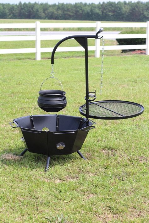 Witch Cauldron Fire Pit, Cooking Fire Pit, Cast Iron Cauldron, Iron Cauldron, Cooking Over Fire, Cast Iron Kettle, Backyard Fire Pit, Open Fire Cooking, Brick Patio