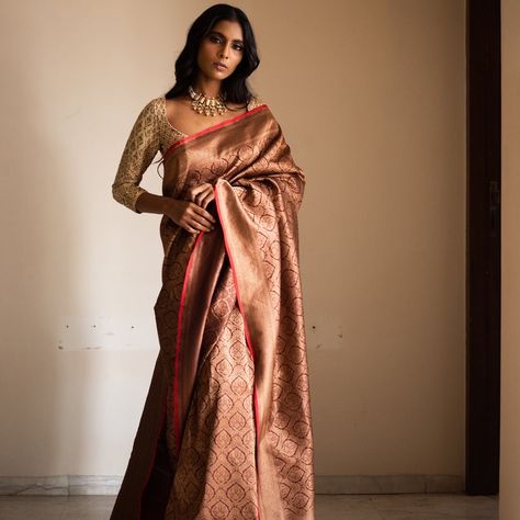 Copper Colour Saree, Copper Saree, Lengha Saree, Pinterest Predicts, Ideal Closet, Big Fat Indian Wedding, Wedding Sarees, Elegant Drapes, Wedding Saree