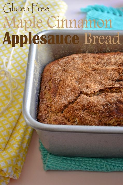 Cinnamon Applesauce Bread, Applesauce Bread Recipe, Baking With Applesauce, Gluten Free Quick Bread, Applesauce Bread, Cinnamon Applesauce, Gluten Free Cinnamon, Apple Cinnamon Bread, Gf Baking