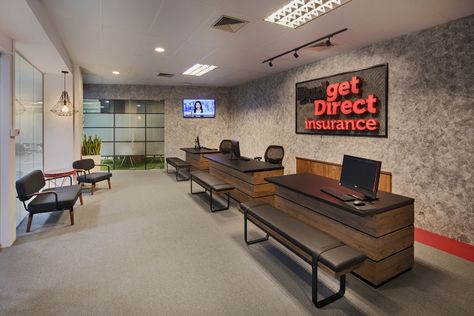 Budget Direct Insurance office by Kyoob-id » Retail Design Blog Life Insurance Office Decor, Mortgage Office Design, Small Insurance Office Design, Insurance Office Layout, Dealership Office Ideas, Insurance Office Design, Insurance Office Decor, Company Office Ideas, State Farm Office