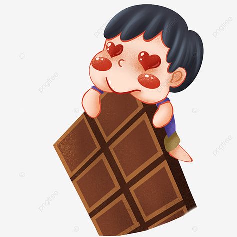 Eating Chocolate Aesthetic, Chocolate Cartoon Cute, Chocolate Character, Eating Illustration, Cartoon Chocolate, Chocolate Illustration, Chocolate Clipart, Chocolate Png, Chocolate Boy