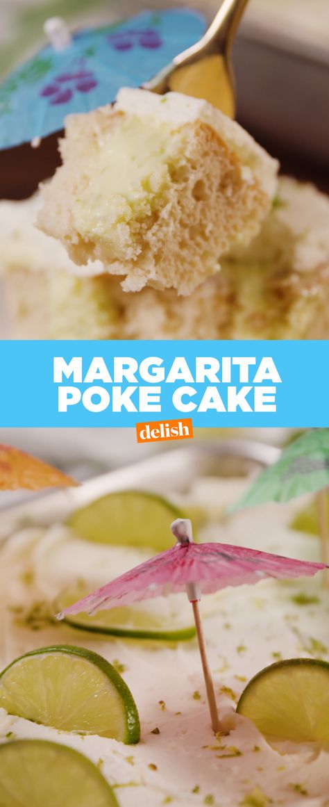 Margarita lovers, this cake has your name written alllllover it. Get the recipe at Delish.com. Margarita Poke Cake, Margarita Cake, Delicious Clean Eating, Poke Cake Recipes, Poke Cakes, Poke Cake, Köstliche Desserts, Food Dessert, Savoury Cake