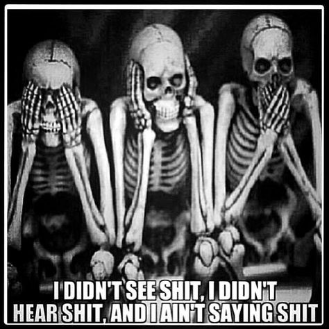 I didn't see shit, I didn't hear shit, and I ain't saying shit Code of silence 🙈🙉🙊 See Tattoo, Hear No Evil, Speak No Evil, Omerta Tattoo, See No Evil, Momento Mori, No Evil, Skull And Bones, Skull Art