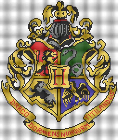 Hogwarts Pixel Art, Loki Alpha Pattern, Harry Potter Cross Stitch Pattern Free, Harry Potter Alpha Pattern, Pixel Art Harry Potter, Grille Pixel Art, Harry Potter Cross Stitch Pattern, Cross Stitch Harry Potter, Image Pixel Art