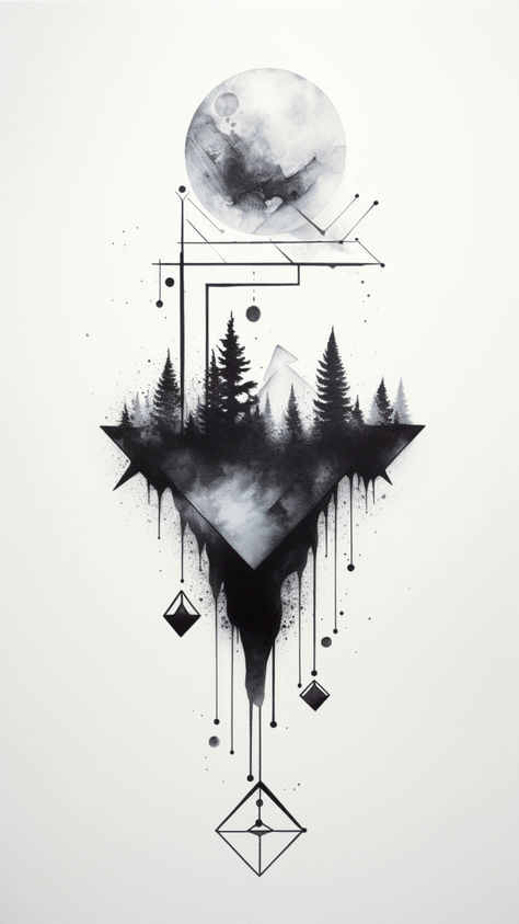 "Witness the fusion of simplicity and nature's grandeur in our minimalist forest tattoo sketch! 🌲✒️ Join our Telegram channel for an extensive array of geometric woodland designs that speak volumes in subtlety. 📲🌿 Subscribe now and let your ink tell a tale of minimalistic elegance inspired by the beauty of the forest. Embrace the art of simplicity! #MinimalistNature #GeometricForest #Tattoo #TattooIdeas #Forest Female Nature Tattoos, Spiritual Nature Tattoos, Forest Tattoo Sketch, Nature Tattoo Men, Line Art Tattoo Geometric, Nature Tattoos Men, Dark Nature Tattoo, Milky Way Tattoo, Geometric Nature Tattoo