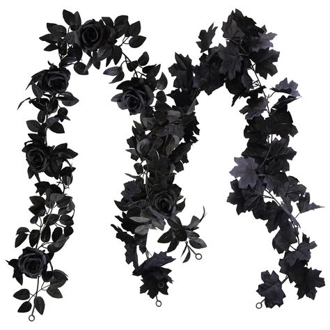 PRICES MAY VARY. MATERIAL - Garland are made of silk and stem is made of flexible plastic. SIZE & PACKAGE -2 PCS flower&leaf garland（1rose garland,1 maple leaf garland）per item. Black rose garland has 6 flowers and 216 leaves. Maple leaf garland has 72 leaves. The length of each garland is 5.74 ft/175cm. Hanging vines come with sticky backed hooks. RESHAPE METHODS - During long-distance transportation,these vine garland need to be fluffed when you pull them out of the package.You can use a blow Silk Flower Garland, Rose Garland Wedding, Vine Garland, Fall Leaf Garland, Rose Vine, Halloween Garland, Hanging Vines, Eucalyptus Garland, Rose Garland