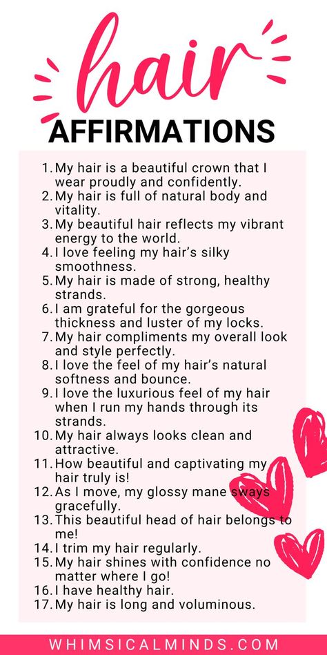 Unlock the secrets to luscious locks with our empowering arsenal of 80 Affirmations for Hair! Embrace self-love, confidence, and beauty as you affirm the power of your hair. Let each affirmation ignite a sense of pride and joy in your tresses, leaving you feeling radiant and unstoppable. 💫🌸 hair affirmations positive | hair affirmations long | hair affirmations aesthetic | hair affirmations law of assumption | hair affirmations that work | hair affirmations quotes | healthy hair vision board Healthy Hair Vision Board, Hair Growth Affirmations, Hair Vision Board, Long Thick Healthy Hair, Hair Affirmations, Growth Affirmations, Assumption Quotes, Healthy Curly Hair, Thicker Healthier Hair