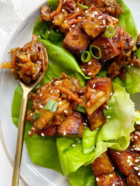 Crispy Tofu Lettuce Wraps, Vegan Tofu Lettuce Wraps, Healthy 2024, Tofu Lettuce Wraps, Vegetarian Lettuce Wraps, Vegetarian Asian, Tofu Wraps, Pork Lettuce Wraps, Vegan Ideas