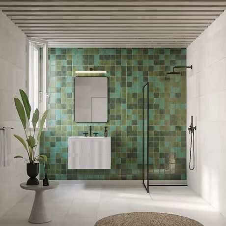 Shower Wall Tiles - Shower Tile Ideas | TileBar.com Glossy Ceramic Tile, Brick Decor, Glazed Ceramic Tile, Ceramic Subway Tile, Zellige Tile, Hexagonal Mosaic, Tile Inspiration, Green Tile, Pool Tile