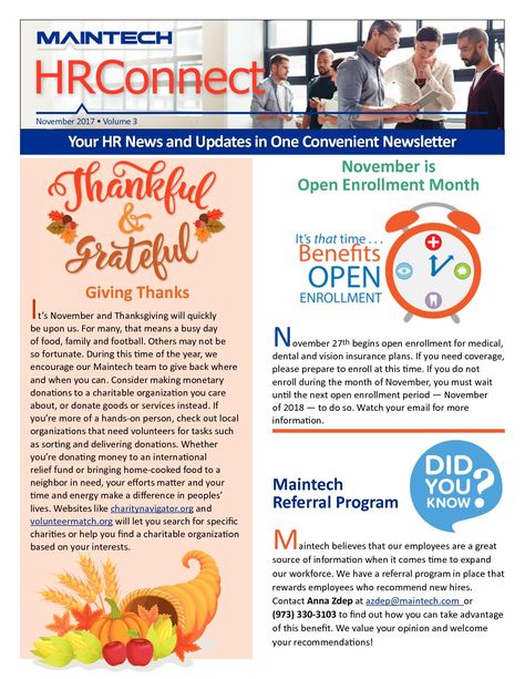 Maintech Hr Newsletter 112017 V3 0 now on Hr Newsletter Ideas, Monthly Newsletter Ideas, Team Newsletter Ideas, Employee Newsletter Ideas, Work Newsletter Ideas, Hr Newsletter, Newsletter Templates Word, Newsletter Design Layout, Employee Newsletter