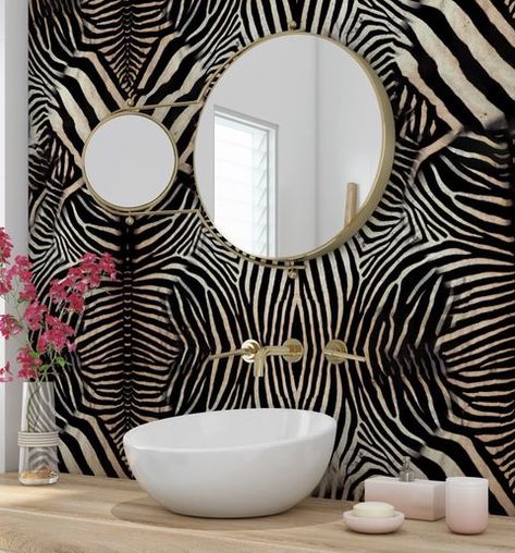 Alle berichten • Instagram Zebra Bathroom Decor, Zebra Print Bathroom, Zebra Bathroom, Zebra Print Wallpaper, Zebra Wallpaper, Not Wallpaper, Zebra Wall, Paint Drop, Tea Party Garden