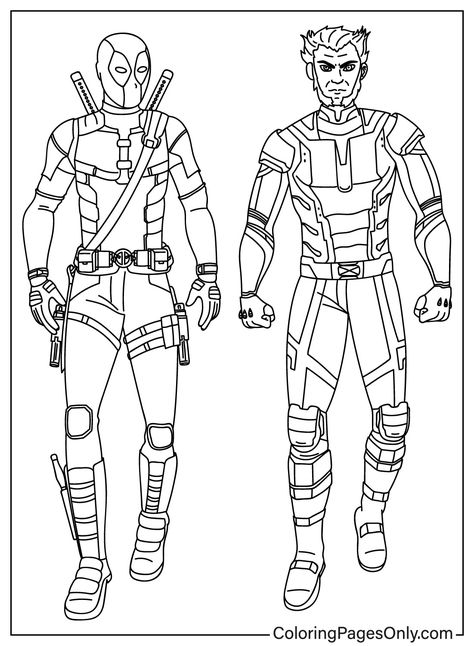 Deadpool And Wolverine Coloring Pages, Wolverine Coloring Pages, Deadpool Coloring Pages, Wolverine Pictures, Sleeves Tattoos, Excited Pictures, Deadpool Pikachu, Superhero Images, Avengers Coloring Pages