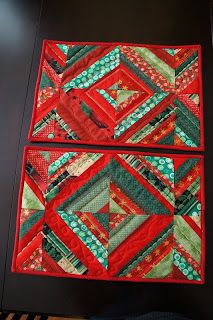 Quilted Placemat Patterns, Quilted Placemats, String Quilt, Place Mats Quilted, String Quilts, Placemats Patterns, Quilted Table Toppers, Holiday Quilts, Strip Quilts